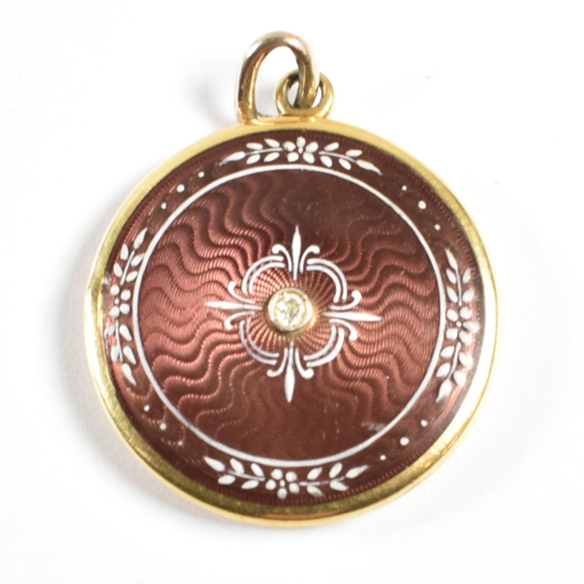 1920S GOLD ENAMEL & DIAMOND LOCKET PENDANT