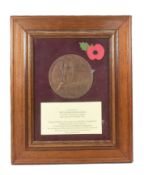 WWI MEMORIAL PLAQUE - DEATH PLAQUE TO A PRIVATE IN MANCHESTER REGIMENT