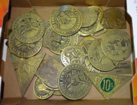 A collection of steam rally mainly brass commemorative plaques, approximately 60, (some mounted).