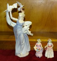 Two small Royal Doulton figurines: 'Serise' HN1607 and 'Lucy Ann' HN1502, with a Lladro figurine '