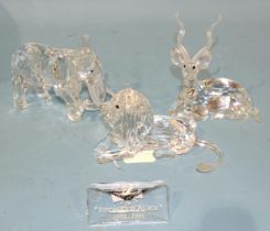 Swarovski, "Inspiration Africa, The Elephant - 1993", (boxed), "The Kudu - 1994", (boxed) and "The