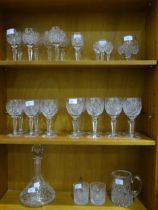 A part-suite of Edinburgh crystal drinking glasses in the 'Royal' pattern, comprising eight wine