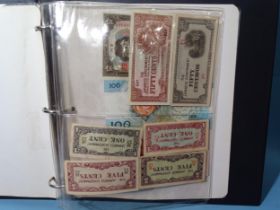 A collection of approximately 150 British and foreign bank notes contained in three folders.