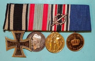A WWI German medal group of four: Iron Cross (2nd Class), Hesse-Darmstadt, General Honour Decoration