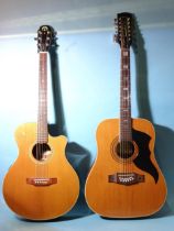 An Epiphone EO-1 6-string semi-acoustic guitar, no. S 94030186, (small dents to front) and an Eko