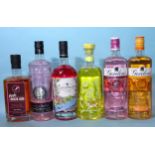 Flavoured gin: Gordons Mediterranean Orange (x1), Premium Pink (x1), Puerto de Indias Strawberry (