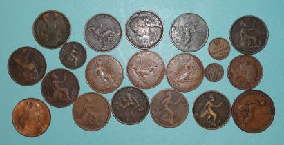 A Victoria 1882H penny, better grade lustre, twelve other Victorian pennies and others.