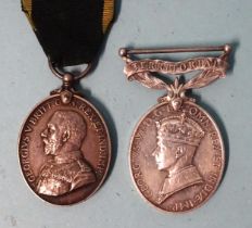A Territorial Efficiency Medal, GVR, awarded to 1417714 DVR. W F Hoare RFA and an Efficiency