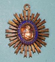 A Venezuela gilt-metal and enamel Order of the Liberator, with silver-gilt head and shoulders