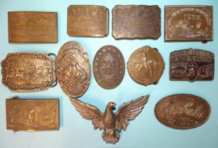 Twelve various Western-style belt buckles, (12).