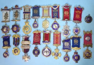 Masonic, a collection of RAOB breast jewels, silver-gilt and enamel breast jewels, some with gilt-