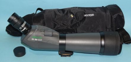 An Opticron ES/80 GA ED waterproof spotting scope with Opticron HDF zoom eyepiece and Opticron