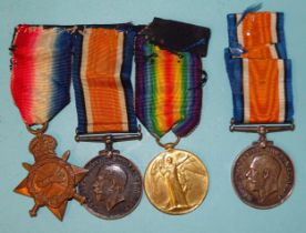 A WWI trio awarded to 2284 Pte H. J. Wade Devon R: 1914-15 Star, British War and Victory Medals