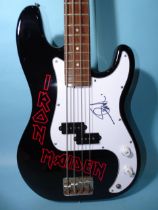 A Legend electric bass guitar signed by Steve Harris of Iron Maiden, (signed at The Cheese &