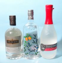 Dr J's Gin (x1) 45%, Tarquins Seadog Navy Gin (x1) 57% and Boë Scottish Gin (x1) 41.5%, (3).