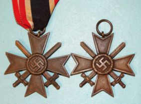 Two German WWII War Merit Crosses, (2).
