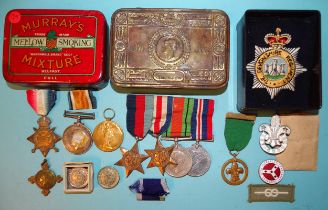 A family group of medals, WWI trio: 1914-15 Star, British War and Victory medals awarded to 343427 C