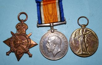 A WWI trio, British War Medal, 1914-18 StarVictory Medal and awarded to J19608 A W Merritt AB RN.