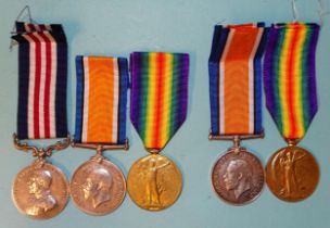 A WWI Military Medal, British War and Victory medals awarded to T1-3720 Sjt W A Sanders 18/DT ASC,