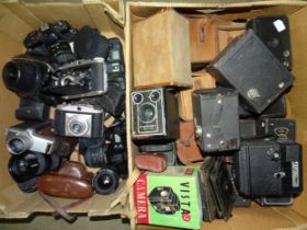 A quantity of cameras by Canon, Minolta, Yashica, Agfa, Franka and others, two lenses and twenty-two