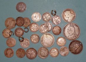 A George III 1762 silver Maundy threepence, together with a small collection of later pre-1920