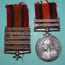 A Queens South Africa Medal with two clasps, Orange Free State and Cape Colony, unnamed, with an