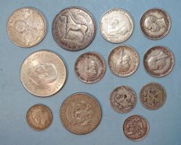 A collection of foreign coinage and bank notes.