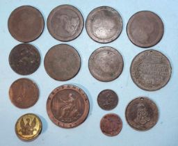 A collection of British coinage, copper, nickel and brass, a 1797 cartwheel two-pence, a 1799