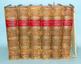 Morris (Rev. FO), A History of British Birds, six vols, hd col plts, hf green mor gt, 8vo, 1851-