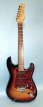 A G&L Tribute Series S-500 Sunburst electric guitar, made in Indonesia, no.071124121.