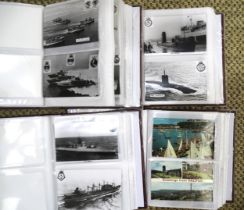 Three albums containing 297 photographs (9 x 14cm) of naval ships and submarines and an album of