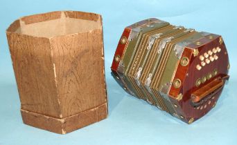 A twenty-key concertina, possibly German-made, (box a/f).