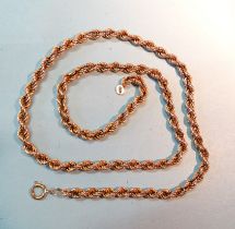 A 9ct gold rope twist necklace, 52cm, 13.4g.