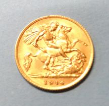 A George V 1914 half-sovereign.