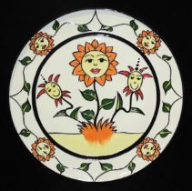 Lorna Bailey, a studio ceramic sunflower-decorated framed charger, no.23/25, 30cm diameter,