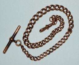 A 9ct rose gold half-Albert watch chain of graduated curb links, 32.5cm long, 29.4g.