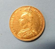 A Victoria 1887 sovereign.