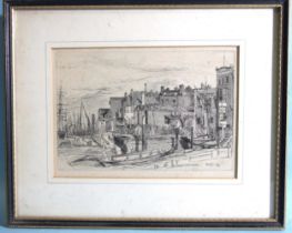 After James Abbott McNeill Whistler RBA (1834-1903), "Thames Police" (Wapping Wharf), etching, 16