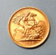 An Elizabeth II 1967 sovereign.