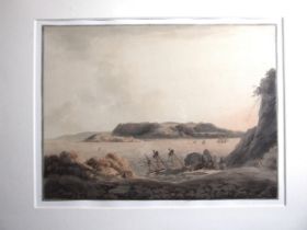 William Payne (1760-1830) VIEW ACROSS ST NICHOLAS ISLAND TO MOUNT EDGCUMBE Watercolour with etching,