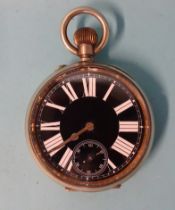 A nickel-cased Goliath top-wind pocket watch, the black dial with white Roman numerals and seconds