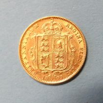 A Victoria 1891 shield-back half-sovereign.