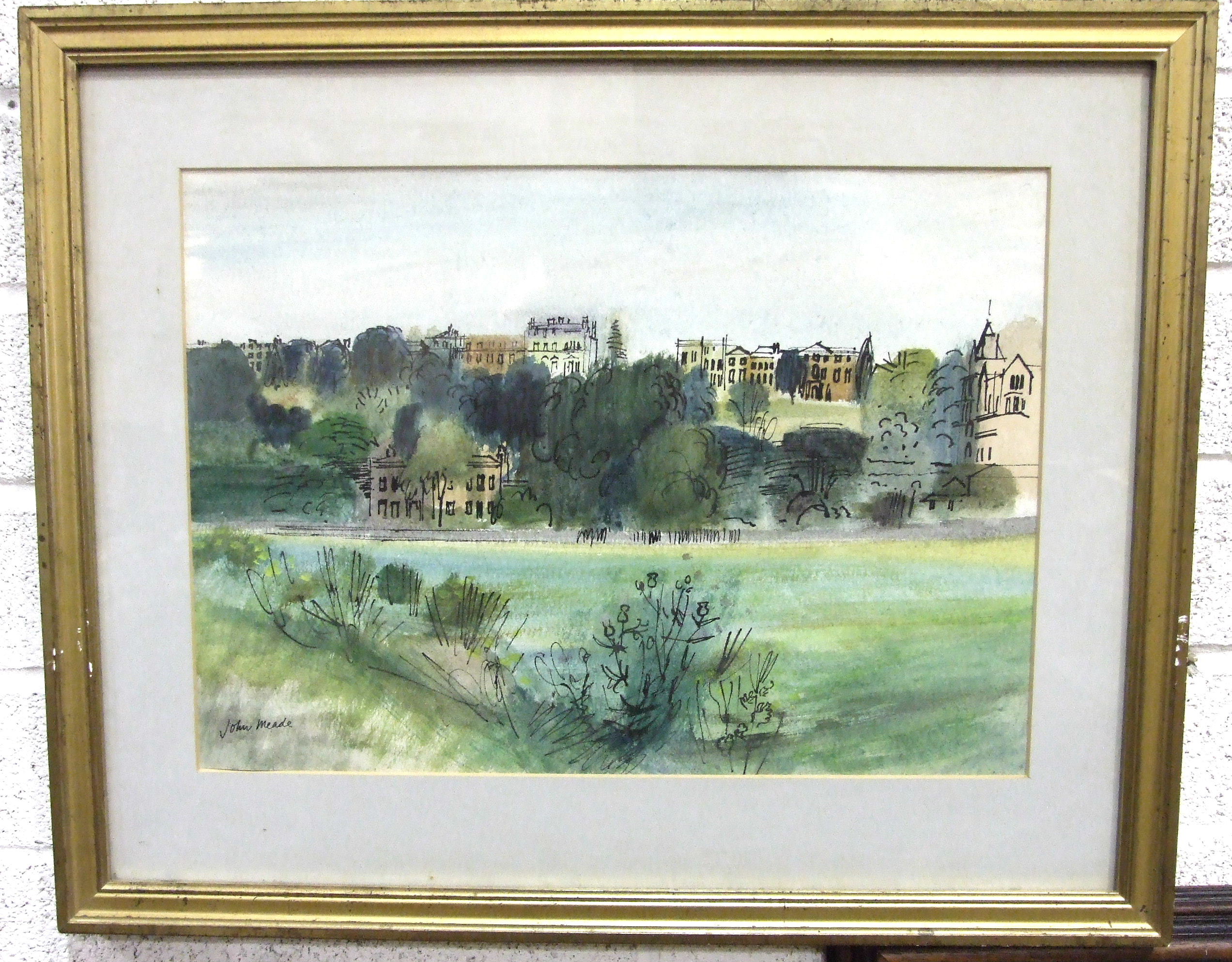 John Meade (1909-1982) RICHMOND HILL Signed watercolour and pen, 34.5 x 49cm. - Image 3 of 5