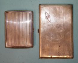 An engine-turned cigarette case marked .800, 9 x 7cm and another engine-turned cigarette case marked