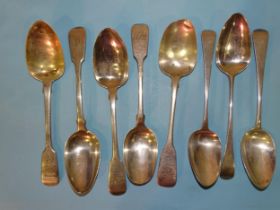 A collection of eight early-19th century fiddle pattern tablespoons, various dates and makers,