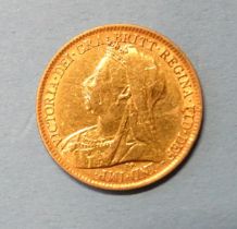 A Victoria 1900 half-sovereign.