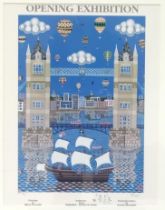 After Brian Pollard, "Opening Exhibition Poster - Tower Bridge and the Mayflower", artist's proof