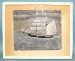 Max Wildman (British, 21st century) BRIGANTINE ON A GREY SEA Oil on card, signed, titled and dated