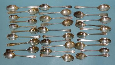 A collection of silver coffee spoons, various dates and makers, ___10oz.