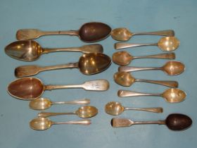 A collection of 19th century and later silver spoons, various makers and dates, ___11.4oz.